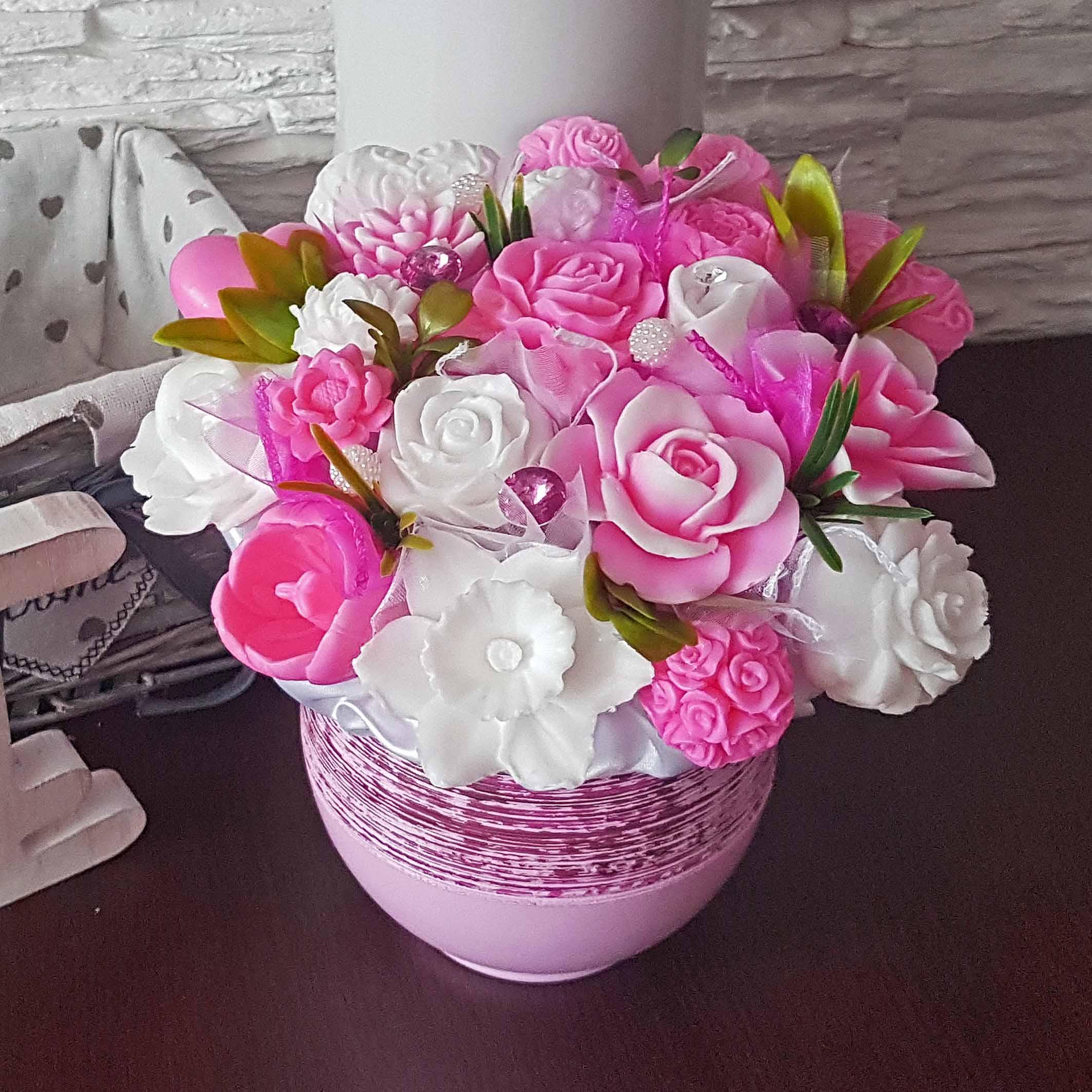 Originálna mydlová kytica - Ružová